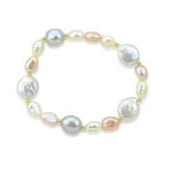 Multicolor Baroque Freshwater Pearl Bracelet, 7.5"