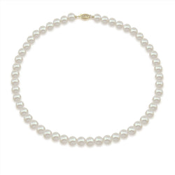 14K Yellow Gold 8β9mm White Freshwater Cultured Pearl Necklace, 20"