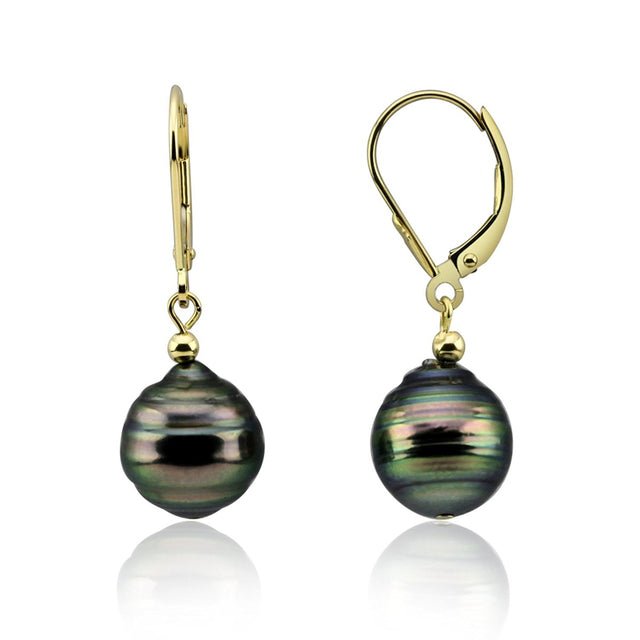 11β12mm Baroque Tahitian Cultured Pearl Lever-Back Earrings