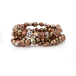 7β8mm Brown Freshwater Pearl Stretch Bracelets, Set of 3