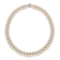 6.5β8mm White Freshwater Pearl Necklace, 18"
