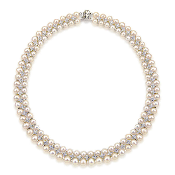 Aristocratic High Luster White Freshwater Cultured Pearl Necklace 6.5-8.0mm, 18"