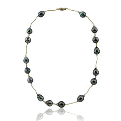14K Yellow Gold Tahitian Cultured Pearl Necklace, 20"