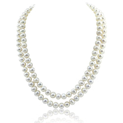 2-Row 9β10mm White Freshwater Cultured Pearl Necklace, 17" and 18.5"