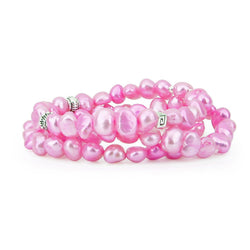 7β8mm Pink Freshwater Pearl Stretch Bracelets, Set of 3