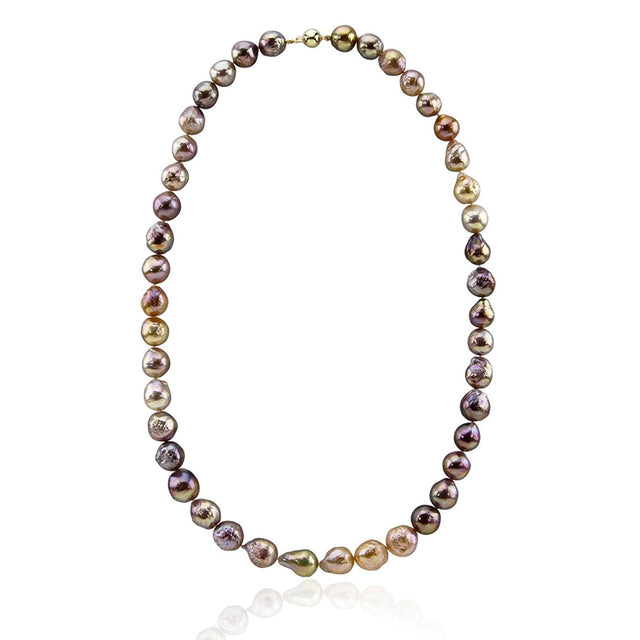 14K Yellow Gold 10β13mm Multicolor Edison Freshwater Cultured Pearl Necklace, 23"
