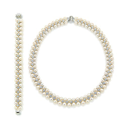 White Freshwater Cultured Pearl Necklace, 18", and Bracelet, 7.5"