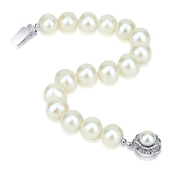 10.5β11.5mm White CirclΓ© Freshwater Cultured Pearl Bracelet, 7.5"