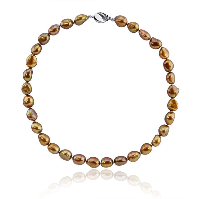 10β11mm Brown Baroque Freshwater Cultured Pearl Necklace, 18"
