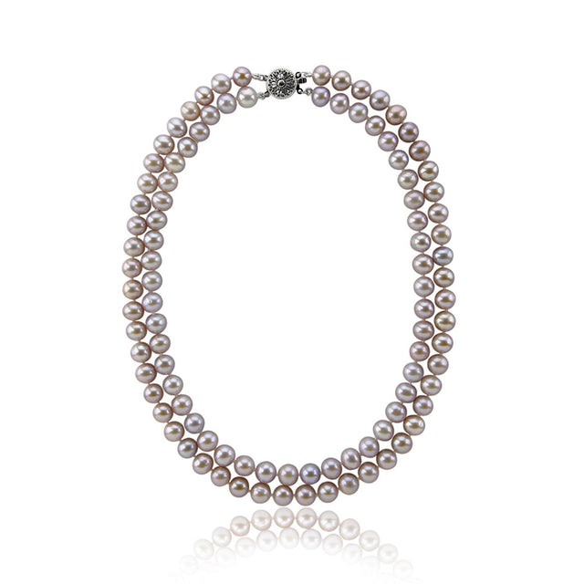 2-Row 8β9mm Lavender Freshwater Pearl Necklace, 17β18"