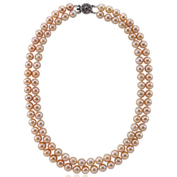 2-Row 8β9mm Pink Freshwater Cultured Pearl Necklace, 17β18"