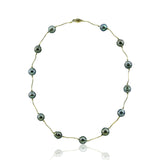 14K Yellow Gold Tahiti Cultured Pearl Station Necklace 20 Inches