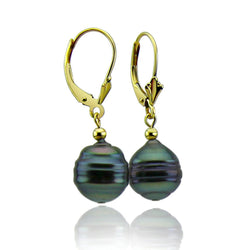 10β11mm High Luster Baroque Tahiti Cultured Pearl Lever-Back Earrings