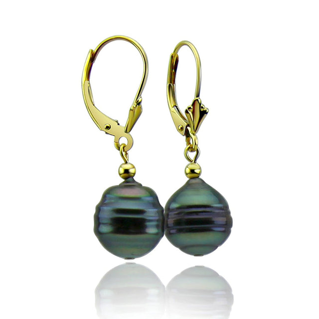 11β12mm Baroque Tahitian Cultured Pearl Lever-Back Earrings