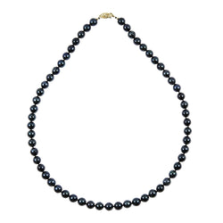 14K Yellow Gold 7β8mm Black Akoya Cultured Pearl Necklace, 18"