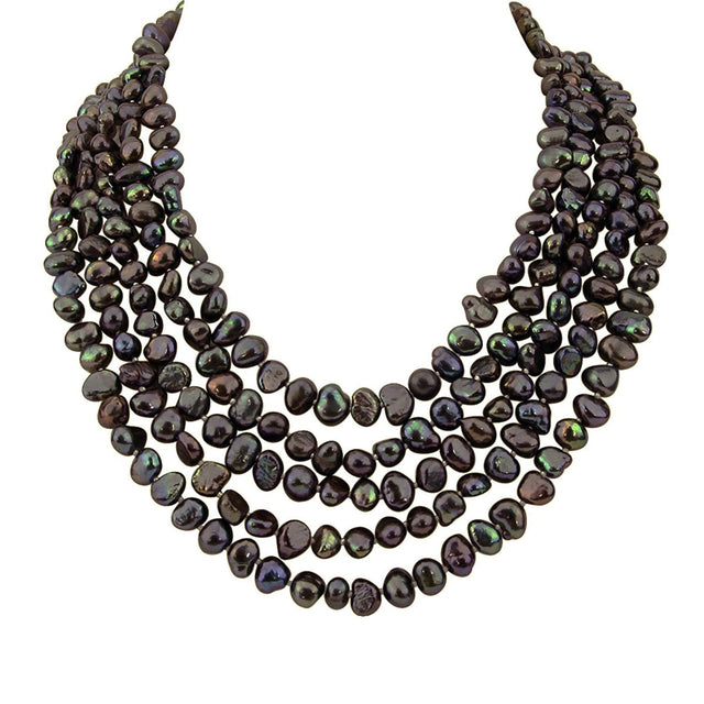 5-Row Dark Chocolate Brown Freshwater Pearl Necklace