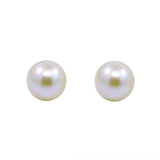 14k Yellow Gold AAA 6.5-7.0mm White Akoya Cultured Pearl High Luster Necklace 18", with Stud Earring sets