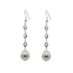 10β11mm Grey Freshwater Cultured Pearl Station Earrings
