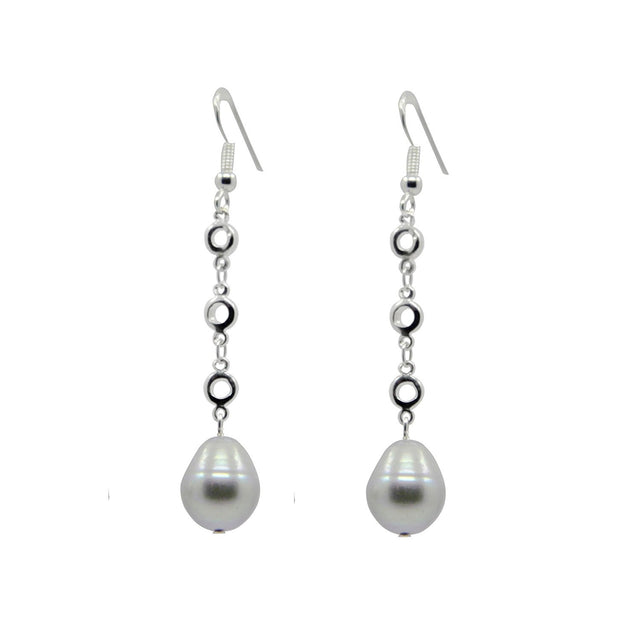 10β11mm Grey Freshwater Cultured Pearl Station Earrings