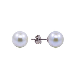 14K White Gold 4.5β5mm White Round Freshwater Cultured Pearl Stud Earrings