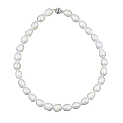 11β12mm White Oval Freshwater Cultured Pearl Necklace, 18"