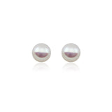 14K White Gold 7–8mm White Button-Shaped Freshwater Cultured Pearl Stud Earrings