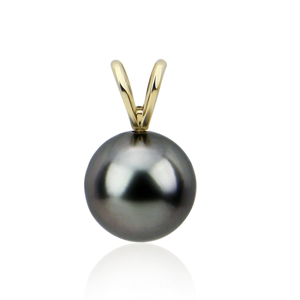 14K Yellow Gold 8–9mm Dark Grey Tahitian Cultured Pearl Pendant