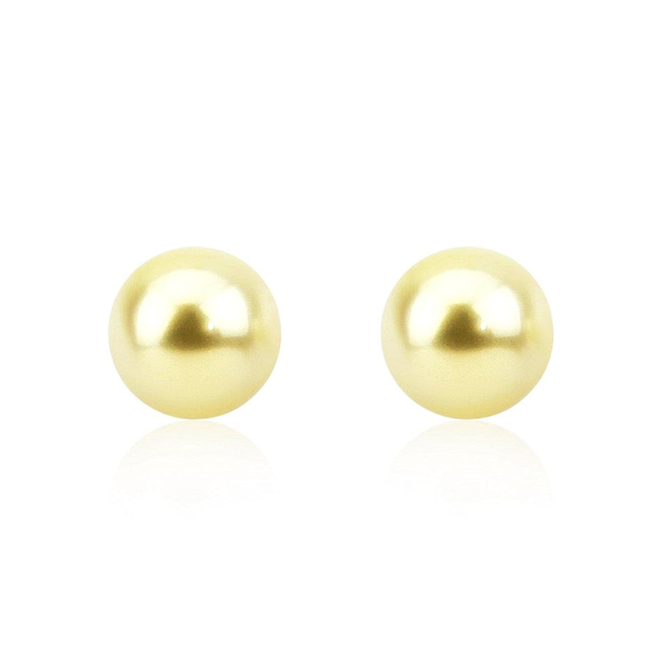 14K Yellow Gold 9–10mm Light Golden South Sea Cultured Pearl Stud Earrings