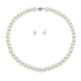14K White Gold 6.5–7mm White Freshwater Cultured Pearl Necklace, 18", and Earring Set