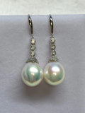 Ultra Luster! Genuine Tear Drop Cultured White Edison Pearl Earrings, 18K White Gold Plated Sterling Silver Earring