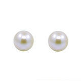 14k Yellow Gold Handpicked 8.5-9.0mm Round White Freshwater Cultured Pearl High Luster Stud Earring