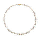 Bridal Wedding 14k Yellow Gold 6.5-7.0mm White Akoya Cultured Pearl High Luster Necklace 18" Length