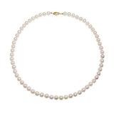 14k Yellow Gold 6.5-7.0mm White Akoya Cultured Pearl High Luster Necklace 18" Length, Aa Quality