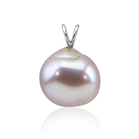 14K White Gold 16.0-17.0 mm Lavender Freshwater Cultured Pearl Pendant, Pendant Only
