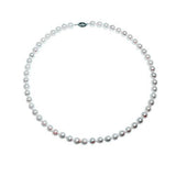14k White Gold 7.0-8.0mm White Baroque Akoya Cultured Pearl High Luster Necklace 18" Length