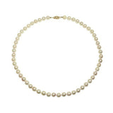 14k Yellow Gold 7.0-7.5mm White With Ivory Baroque Akoya Cultured Pearl High Luster Necklace 18", AAA