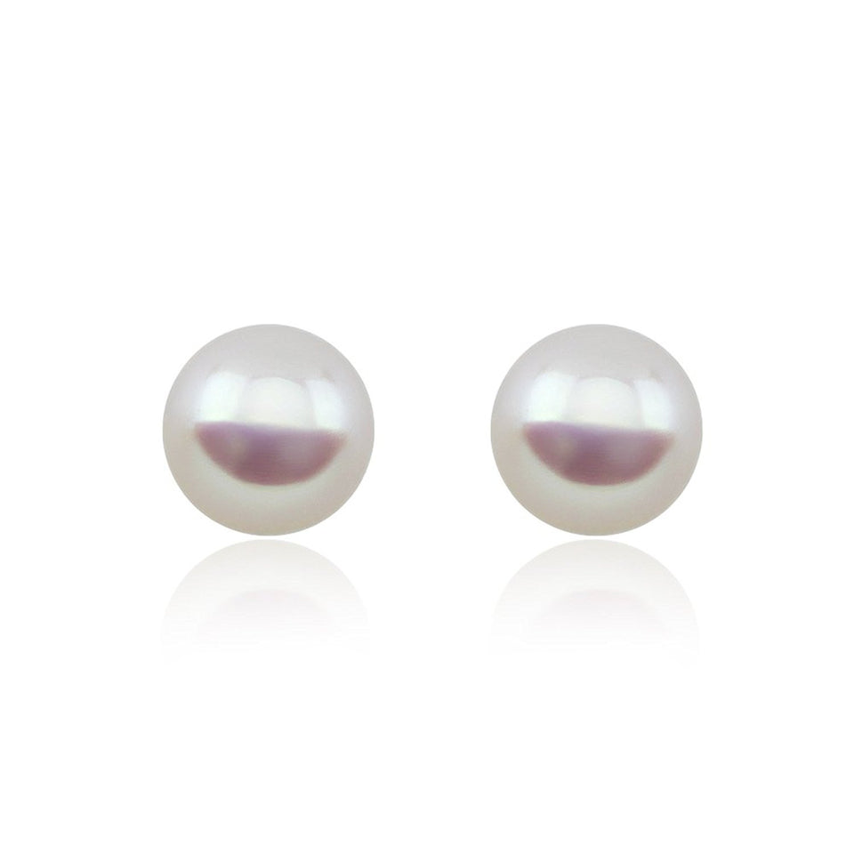14K White Gold 12–13mm White Freshwater Cultured Pearl Stud Earrings