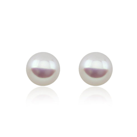 14k White Gold 12-13mm White High Metallic Luster Freshwater Cultured Pearl Stud Earring