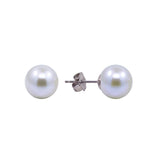 14k White Gold 6.5-7.0mm White Akoya Cultured Pearl High Luster Necklace 18" with Stud Earring Set