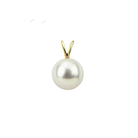 14k Yellow Gold 11.0-12.0mm High Luster White Round Freshwater Cultured Pearl Pendant, AAA, Pendant Only