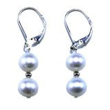 AA White 2 Rows 8-9mm Freshwater Cultured Pearl High Luster Necklace 17"-18" Length with set of Matching AA Earring