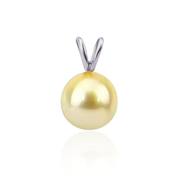 14K White Gold 9–10mm Light Golden South Sea Cultured Pearl Pendant