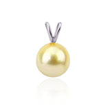 14K White Gold 9-10mm AAA Quality Light Golden South Sea Cultured Pearl Pendant, Pendant Only