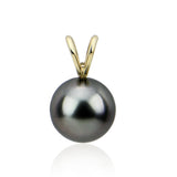 14K Yellow Gold 10.0-11.0mm AAA Quality Dark Grey Tahitian Cultured Pearl Pendant, Pendant Only