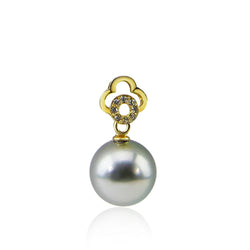 10.0-11.0 mm Elegant Light Grey Tahitian Cultured Pearl Yellow-gold-flashed-silver Pendant, Pendant Only