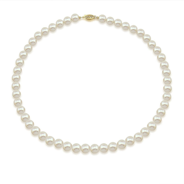 14K Gold 8–9mm White Freshwater Pearl Necklace, 18"
