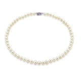 14K White Gold 7.5-8.0mm High Luster White Freshwater Cultured Pearl Necklace, Earrings Set, 18" Length