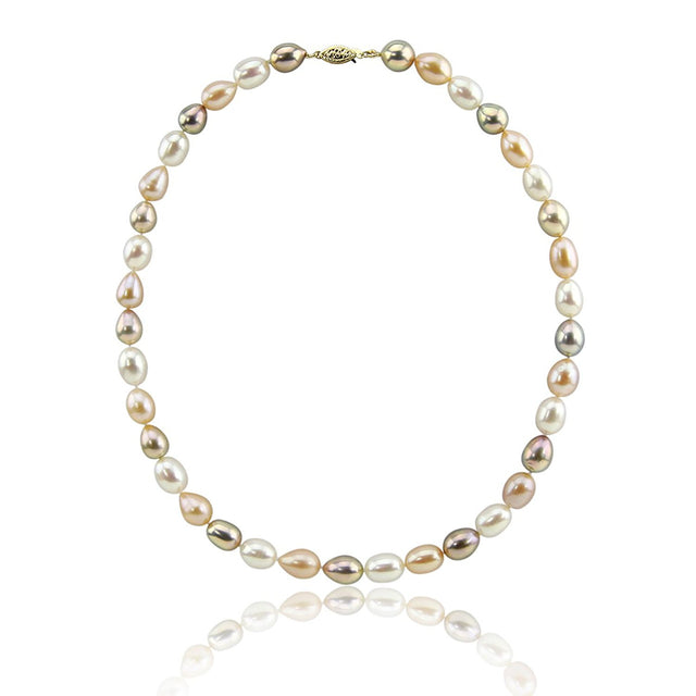 14K Gold 8–9mm Multicolor Freshwater Pearl Necklace, 18"
