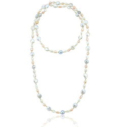 Multi Color Baroque Freshwater Cultured Pearl Endless Necklace (6-13 mm), 50"