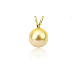 14K Yellow Gold 9-10mm AAA Quality Golden South Sea Cultured Pearl Pendant, Pendant Only